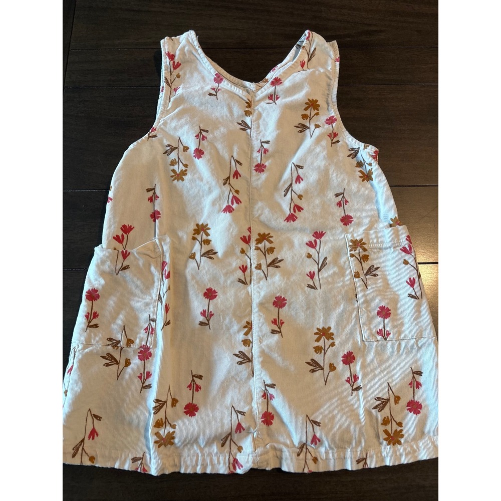 Child of Mine by Carters Girls 5T Floral Corduroy Jumper Dress Cream Pink Yellow